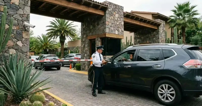 Guardia atendiendo el acceso vehicular de una instalación
