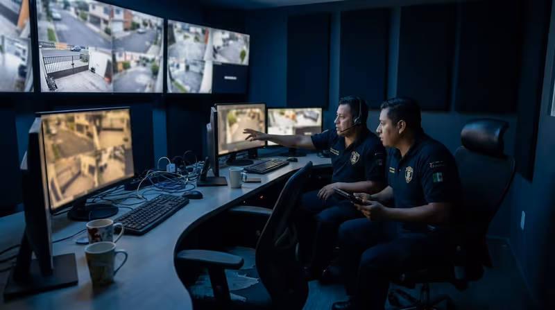 Monitoristas atendiendo alertas en la central