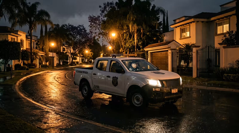 Camioneta de patrullaje en recorrido nocturno